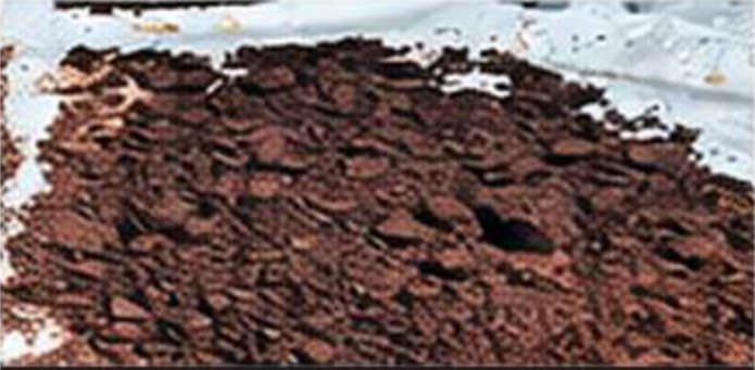 Iron ore after Super Absorbent Polymer dosing